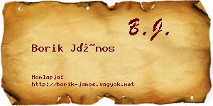 Borik János névjegykártya